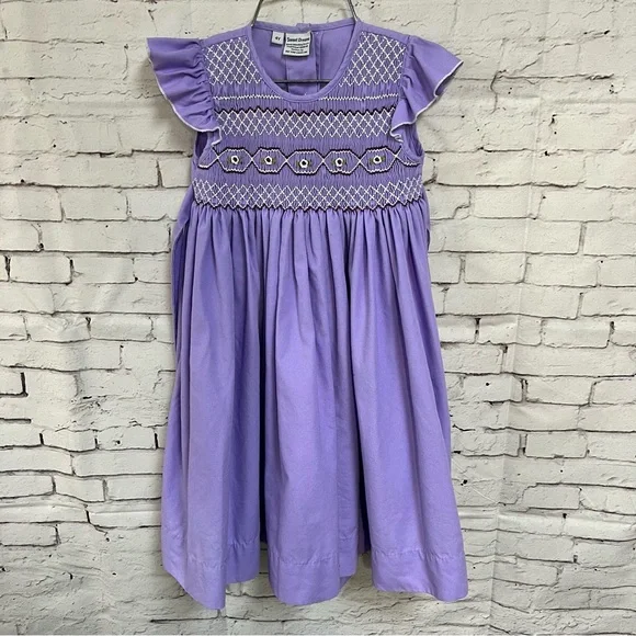 fitted lace wedding dress Baby Rose Hand Smocked Dress Lilac